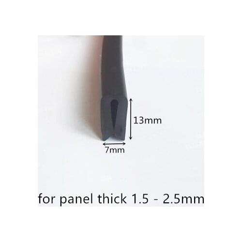 Rubber Sealing U Strip 13x7x13mm for 1.5 - 2.5mm thick Glass Metal Car Wood Panel Board Edge Encloser Shield Black