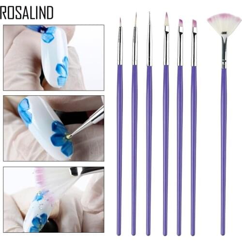 ROSALIND Nail Art Brushes For Gel Polish 7PCS/Set UV Dotting Painting Drawing Pen Nail Tip for Beauty Manicure Nails Accessoires