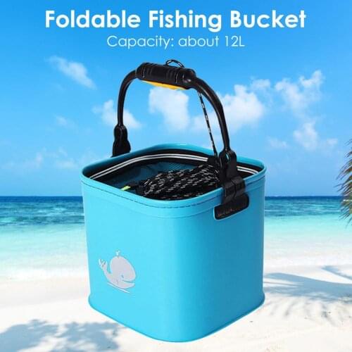 Outdoor Folding Fishing Bucket Portable Water Container With Net Fishing Bucket Folding Fish Bucket Square Row Bucket