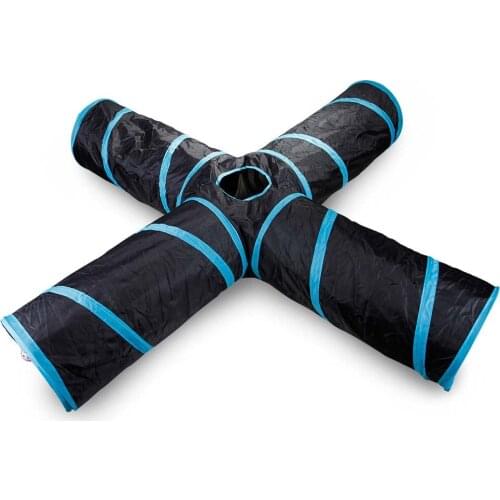 Cat Tunnel 4 Holes Foldable Pet Tunnel Indoor Outdoor Pet Cat Training Toy for Cat Rabbit Animal Play Tunnel Tube T-joint