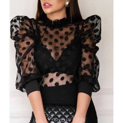 Crop Top Wave Point Gauze Edible Tree Fungus Small Stand Collar New Pattern Sexy Perspective Corset Top