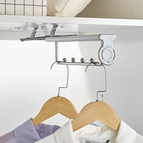 Top Install Clothes-Rack Trousers Rack Telescopic Pants Rack Push-pull Damping Double-row Cabinet Pant Racks Thicken Hardware