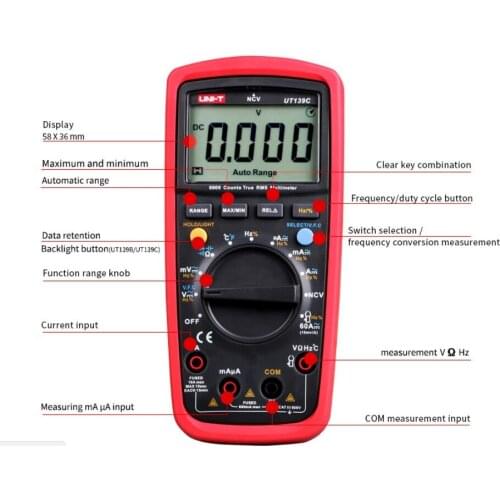 High Precision Digital Multimeter True RMS Auto Range NCV Temperature Capacitance 6000 Count Frequency LPF