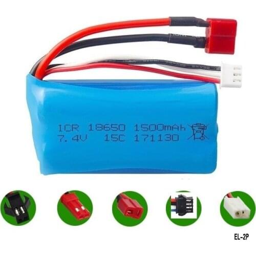 Wltoys12428 12402a 18301 18302 18311 WL912-A h101 FT009 parts 7.4v 1500mah Li-ion battery 15c 18650 charger SM/JST/T/EL-2P