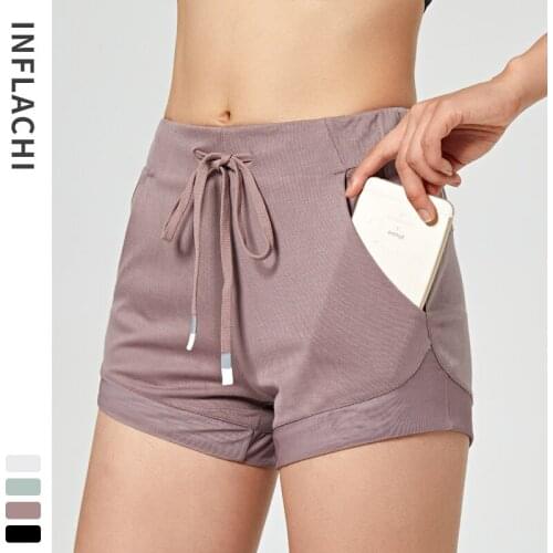 2 In 1 Training Gym Sport Shorts Women High Waist Drawstring Running Yoga Shorts Double Layer Fitness Workout Shorts Leggings