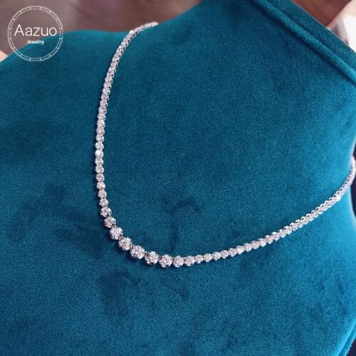 Aazuo 18K White Gold Real Diamonds 6.0ct 42CM Fashion Luxury Necklace for Woman Senior Party Charm Jewelry Gift Real Gold Au750