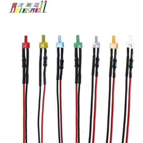 10pcs 2mm flat top 5v Multicolor diffused LED Light Set Pre-Wired 5V DC Wired red yellow blue green white orange diffused led