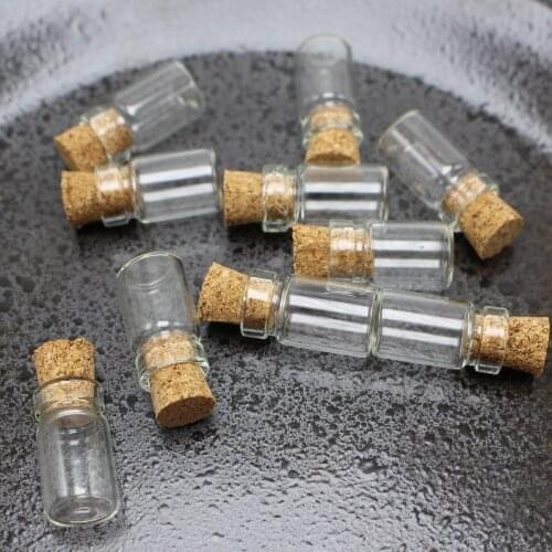 20 Mini Empty Glass Cork Bottles Pendant Vials Wish Bottles Charms Clear 10X18mm (0.5ml)