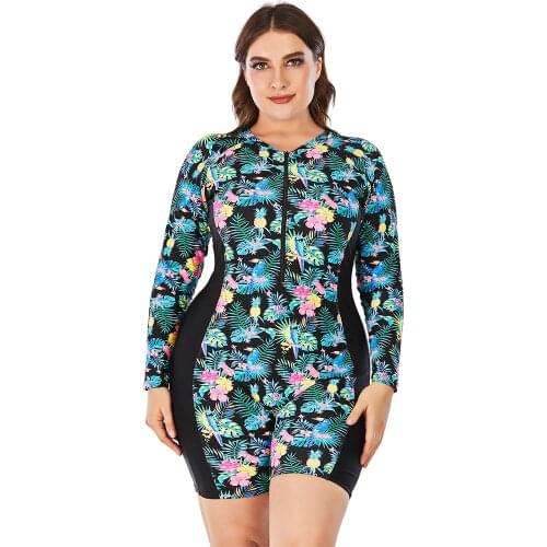 2020 New One-piece Swimsuit Female Conservative Ladies Diving Suit Printing Plus Size Swimwear Swimming Suit For Women