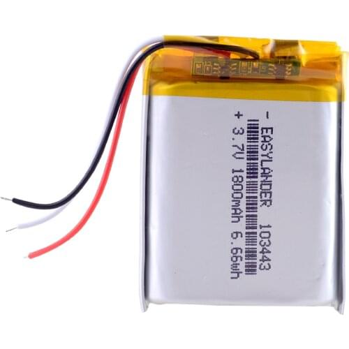 3 line 3.7V lithium polymer battery 103443 1500MAH game machine MP3 MP4 MP5 GPS navigator Drift Stealth 2 action camera