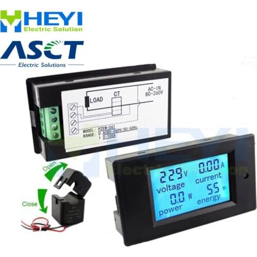 4 in 1 meter LED AC power monitor energy metering for voltage current power energy 20A 4500w with current transformer inside