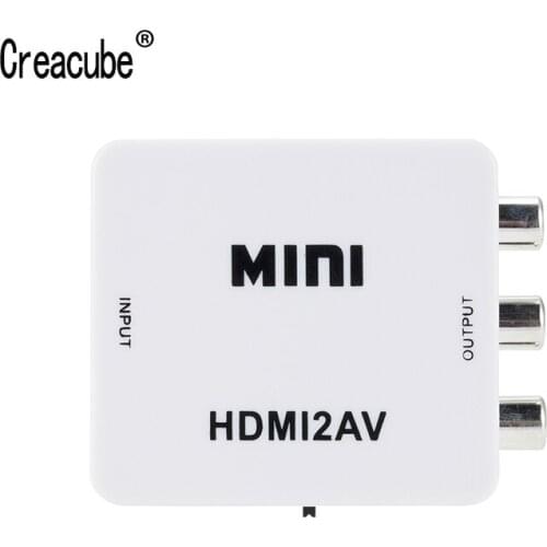 Creacube HDMI-compatible TO RCA AV/CVBS L/R Video Scaler Adapter HD Video Converter Box 1080P HDMI2AV Support NTSC PAL