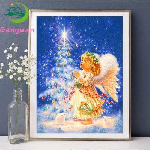 Gangwan full diamond Embroidery little angel Pray and wish Mosaic diamond,5d diy square/Round Diamond Painting crystal cartoon