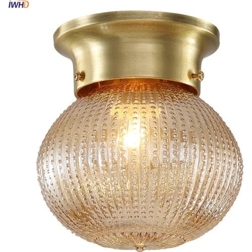 IWHD American Copper LED Ceiling Light Fixtures Kitchen Hallway Balcony Porch Modern Simple Ceiling Lamps Plafondlamp Luminaria