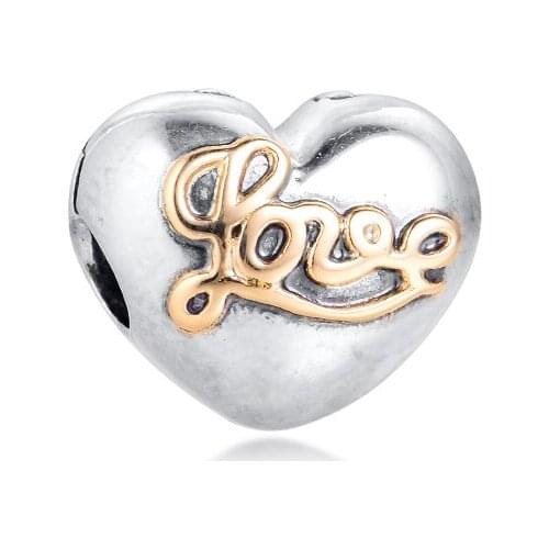 100% 925 Sterling Silver Heart of Love Clip Beads Charms for Jewelry Making Fits Original Charms Bracelets perles pour