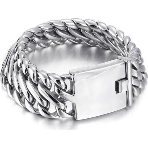 Jewels Store 26mm Wide Polished Chain Cuban Link Mens 316L Stainless Steel Bracelet Wristband Jewelry For Man JS18548-D