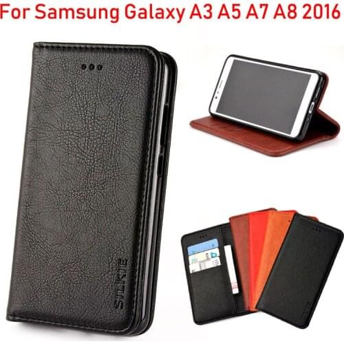 For Samsung Galaxy A3 A5 A7 A8 2016 case Luxury Flip cover Vintage Leather with Card Slot Without magnets funda coque for A510F