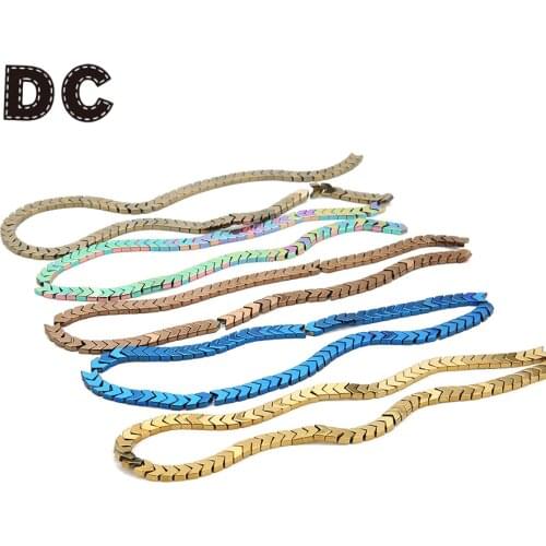 DC Wholesale 95pcs/lot Gold Color Black Hematite Beads 6mm Wavy Arrow Shape Spacer Beads Charms for DIY Bracelets Jewelry Making