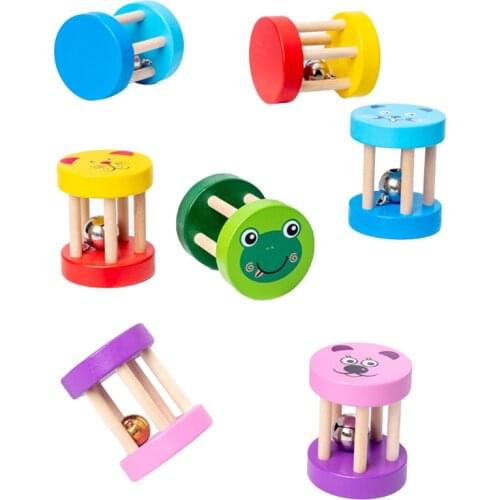 1PC Bite-free Wooden Bell Rattle for Baby Learning Crawl Toys Brain Game Interactive Crawling Toy Rattle Ball for Infant