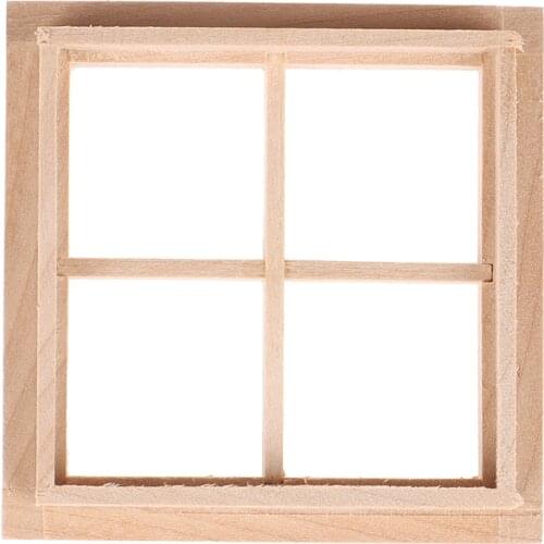1:12 Scale Dollhouse Wooden Traditional 4-pane Window Frame DIY Furniture Toys Accessory