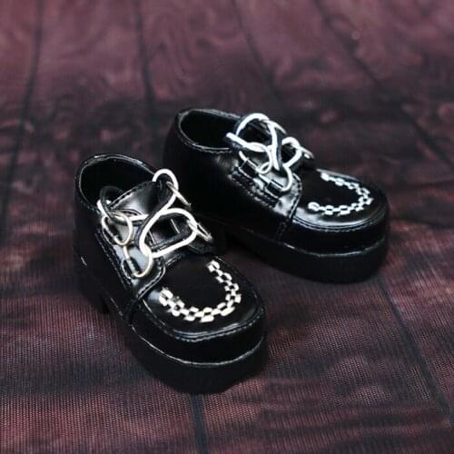 N01-X083 children handmade toy 1/3 1/4 Doll Accessories BJD/SD doll Black spelled strap student shoes 1pair