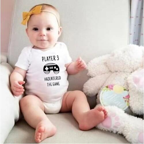 Player 3 Has Entered The Game Newborn Baby Bodysuits Summer Cotton Boys Girls Infant Toddler Jumpsuits Onesie 0-24Months