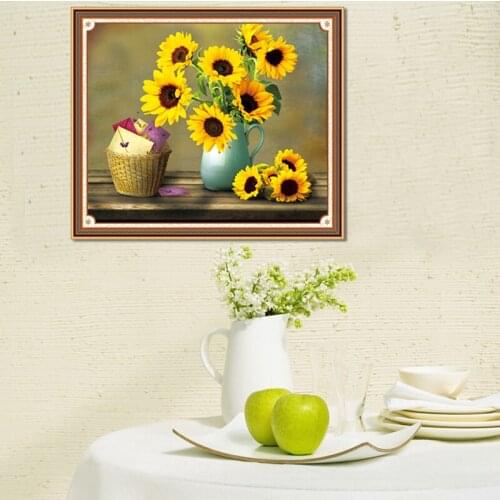 Diy diamond painting embroidery set Flower sunflower breakfast diamond rhinestone stick painting diamond mosaic 50cmX40cm