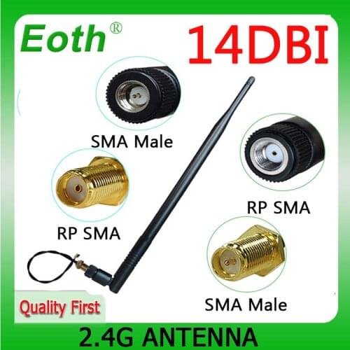 EOTH 2.4G Antenna wifi 12dBi SMA FeMale Connector PBX 2.4ghz antenna wi-fi 2.4g Wifi Booster 21cm ufl./ IPX 1.13 Pigtail Cable