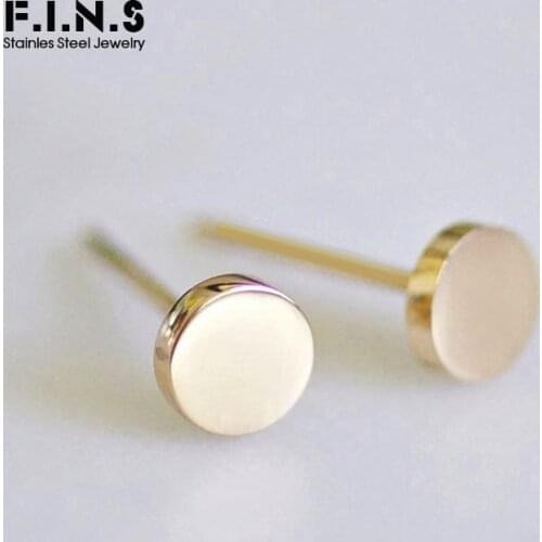 F.I.N.S Three-tones Stainless Steel Stud Earrings for Women Office Lady Small Stud Earrings Minimalist Jewelry 2020 Wholesale
