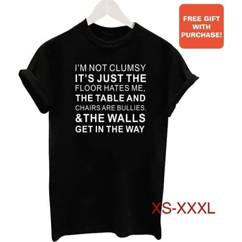 BLINGPAW I'm Not Clumsy Unisex T Shirt Tops Letter Casual Cotton Short Sleeve White Black Funny T Shirts