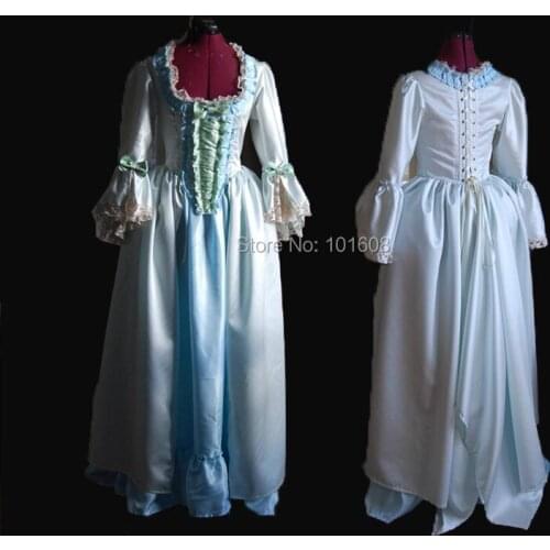Tailored!Royal Blue Taffeta Vintage Duchess Princess Civil war 18th Court Belle Marie Antoinette DRESS Victorian dresses HL-375