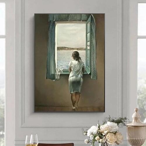 Salvador Dali Woman at The Window Canvas Paintings Posters and Prints Wall Art Pictures for Living Room Decor