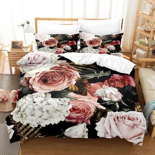 Red Flower Bedding Set Single Twin Full Queen King Size Flowers Rose Bed Set Children Bedroom Duvetcover Sets 16