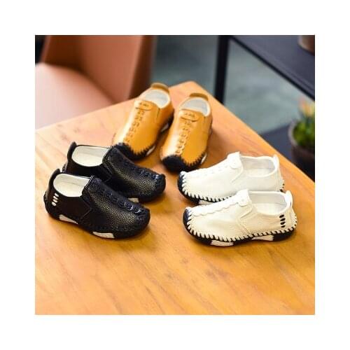College Style Casual Comfortable PU Leather Children Slip On Shoes Low Heel Kids Boys Leather Sneaker Non-slip Rubber Boys Shoes