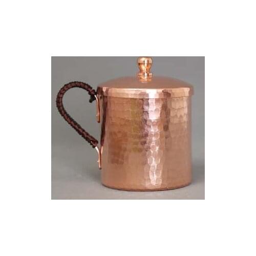 Hammered Copper Mug, Retro Style Coffee Tea Mug with Lid, Perfect for Cold