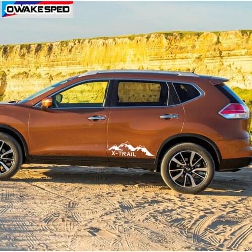 2pcs For Nissan X-Trail T31 T30 Car Door Side Decor Stickers Mountain Graphics Off Road Styling Decals