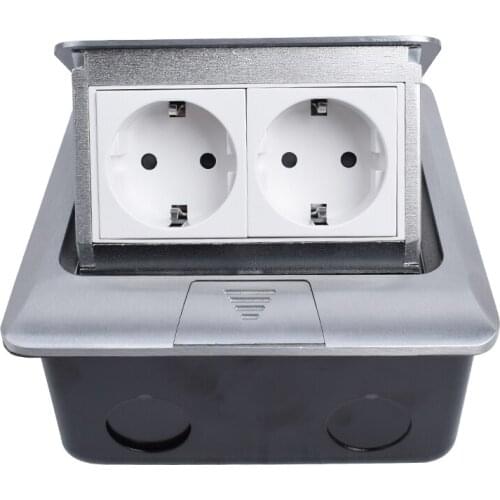 New All Aluminum Panel EU Standard Pop Up Floor Socket 2 Way Electrical Outlet Modular Combination Customized Available