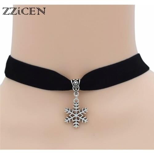 New Fashion Vintage Christmas Snowflake Gifts for Women Men Antique Snowflake Pendant Chokers Necklace Snow Flake Jewelry
