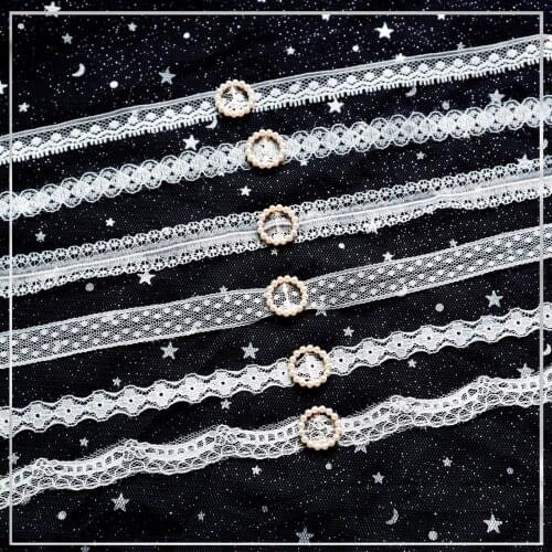 White Series Lace Chokers Necklaces White Ball Imitation Pearl Pendants Elegant Charming Choker For Women Girl Wedding Jewelry