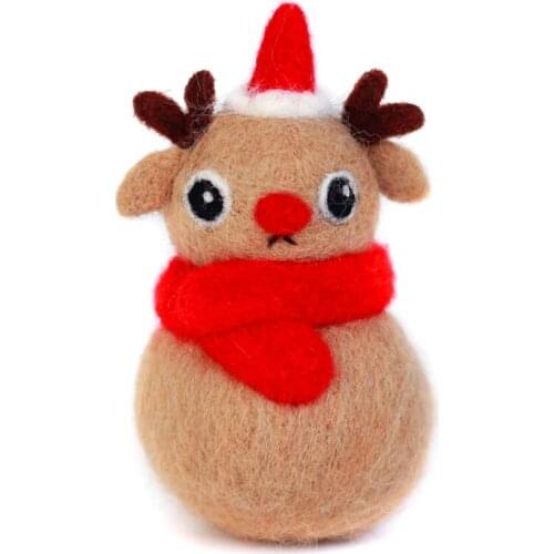 Christmas Deer Needle Felting Kit for Beginner Christmas Wool Felting Kit Christmas Craft Kits Felt Gift English Manual