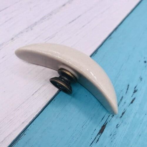 Children Room Knobs and Handles Crescent Moon Shape Ceramic Furniture Handles Door Knob Kids Drawer Cabinet Pulls