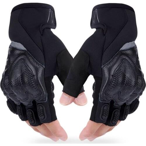 Sport Men Fingerless Motorcycle Bike Half-finger Riding Gloves Anti-drop Shockproof Motorcycle Rider Black Cycling Gloves