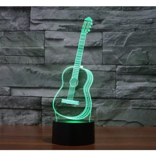 Guitar led Table Lamp For Bedroom Novelty Product Creative 3d Desk Lamp Visual Stereoscopic Acrylic Touch Nightlight