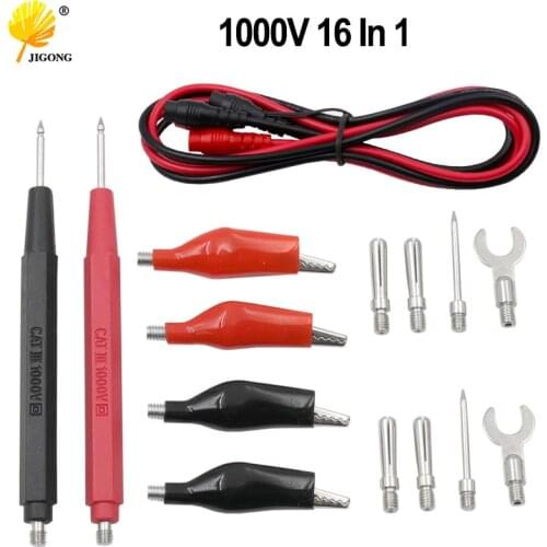 16pcs in 1 set Universal Digital Multimeter Probe 90cm Needle Tip Probe Test Leads Pin Wire Pen Cable Test Line Assortment Kit