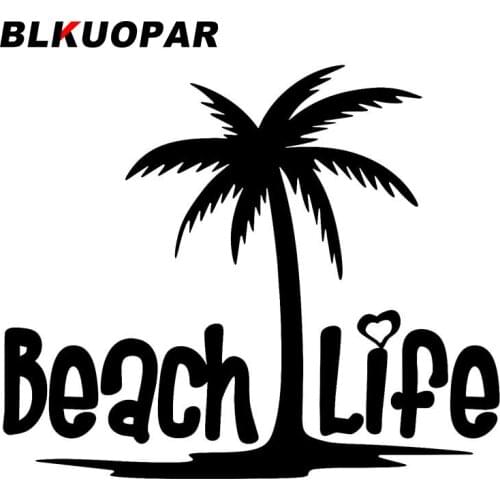 BLKUOPAR for Beach Life Palm Tree Vinyl Decal Car Window Car Stickers Decals Vehicle Motorcycle Suitcase Decor Vinyl Car Wrap