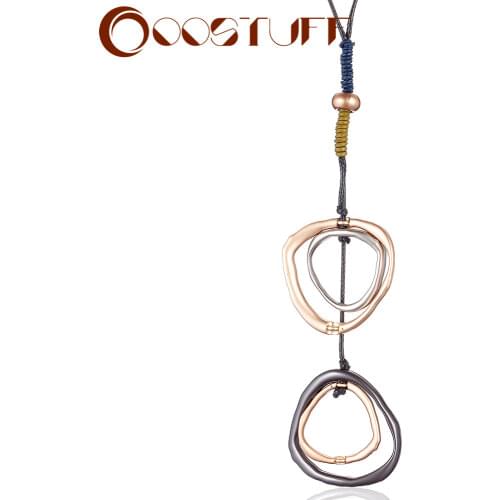 Vintage Jewelry Long Necklace for Womens Pendants Geometric Circle Chains Statement Necklaces Suspension Female Neck Decoration
