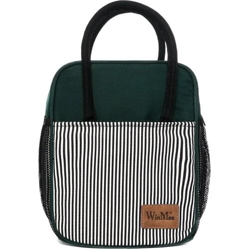 Winmax Brand New Portable Stripe Thermal Insulated Cooler Lunch Bag Daily Large Totes Cooler Storage Ice Pack Container Lunchbag