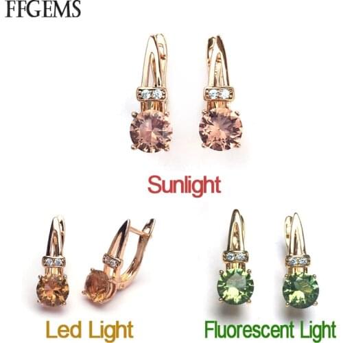 FFGems Zultanite Earrings Real 925 Silver Sterling Stone Color Change Rose Gold Plated Fine Jewelry For Women Wedding Party Gift