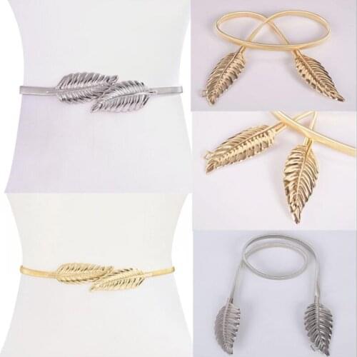 Flower leaf shape Wedding designer Elastic belts women girl Stretch Skinny Waist Belt Cummerbunds metal female belt g belt
