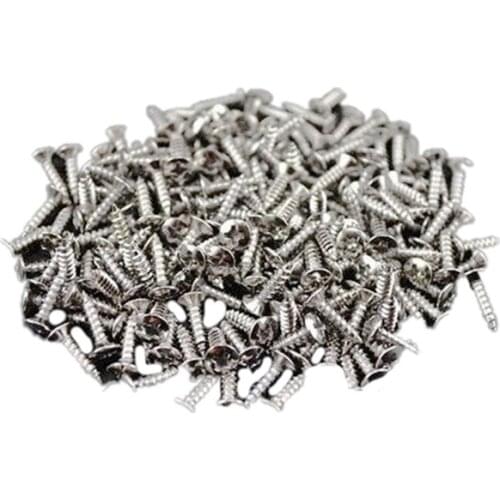 100pcs Guitar Pickguard Screws For Fender Strat/Tele Electric Guitar Bass silver